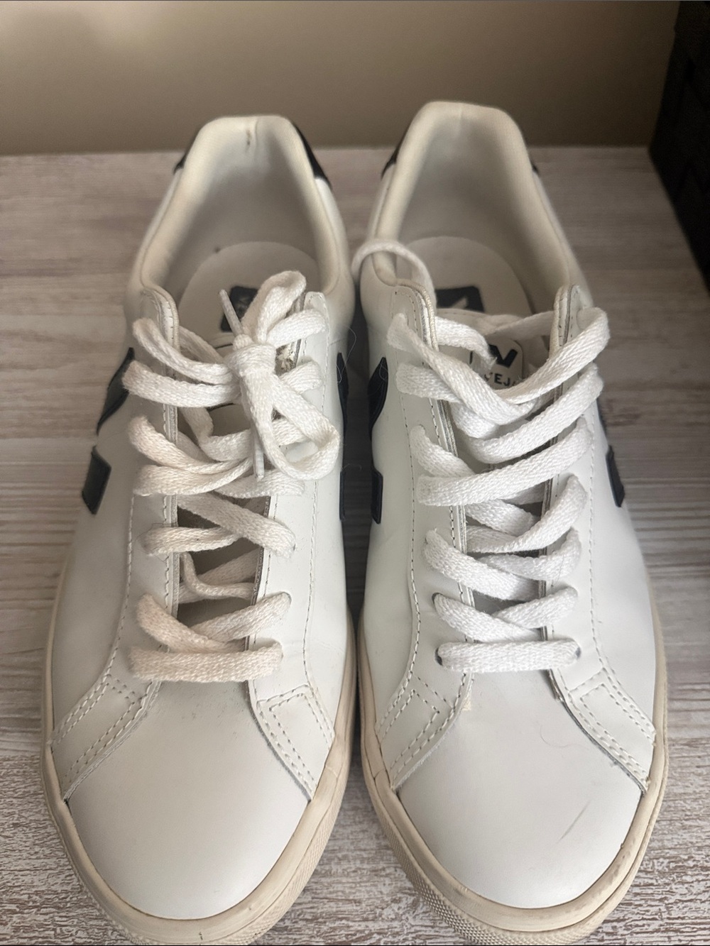 Veja White Low-Top Sneakers with Black V Detail